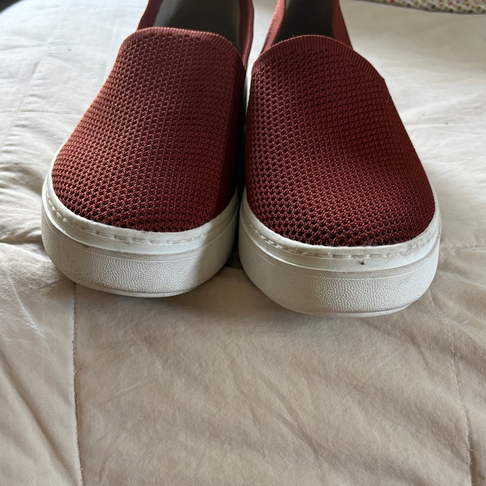 Eileen Fisher Prosper Platform Sneakers Brick Red Woven Slip Ons Size 10 - Picture 3 of 13